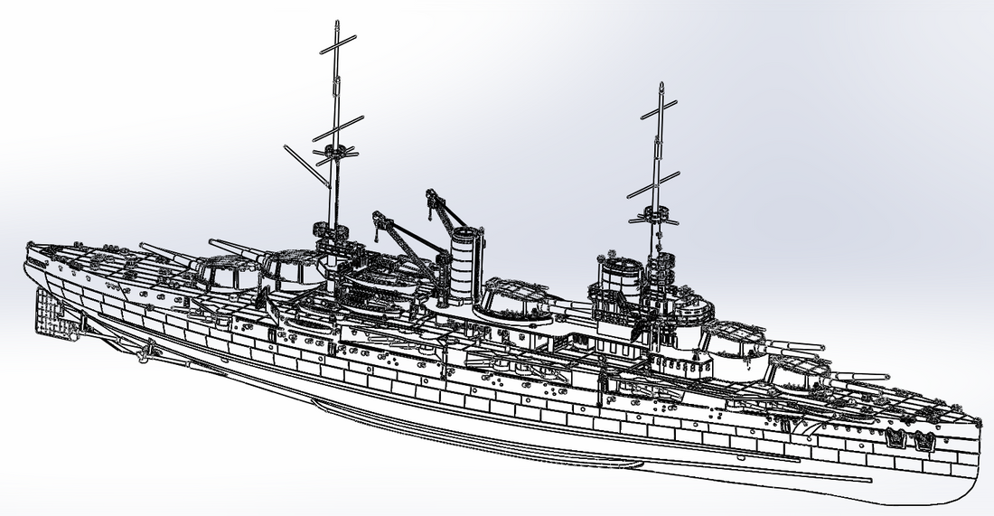 Instructions, 1:700 Bretagne 1918 model, 3D printed kit