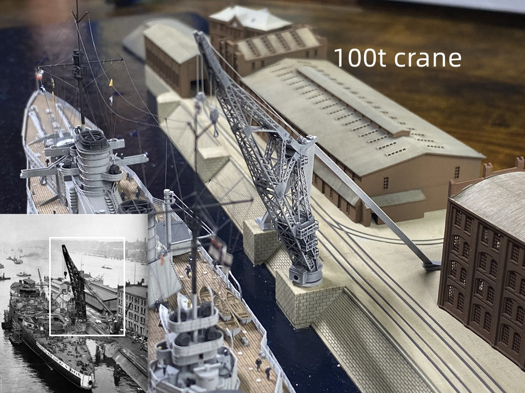 1:700 Hamburg Port and Shipyard, Hamburger Hafen und Werft. BV 250 t crane, warehouse, Blohm Voss
