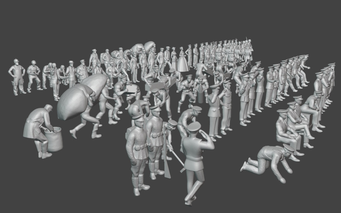 1:700, 1:350, 1:200 Figuren, universal naval figure, civilian and army figure, Pilot figure, 1:700 figure, 3D printed kit, Bausatz, airfields, aircraft carrier