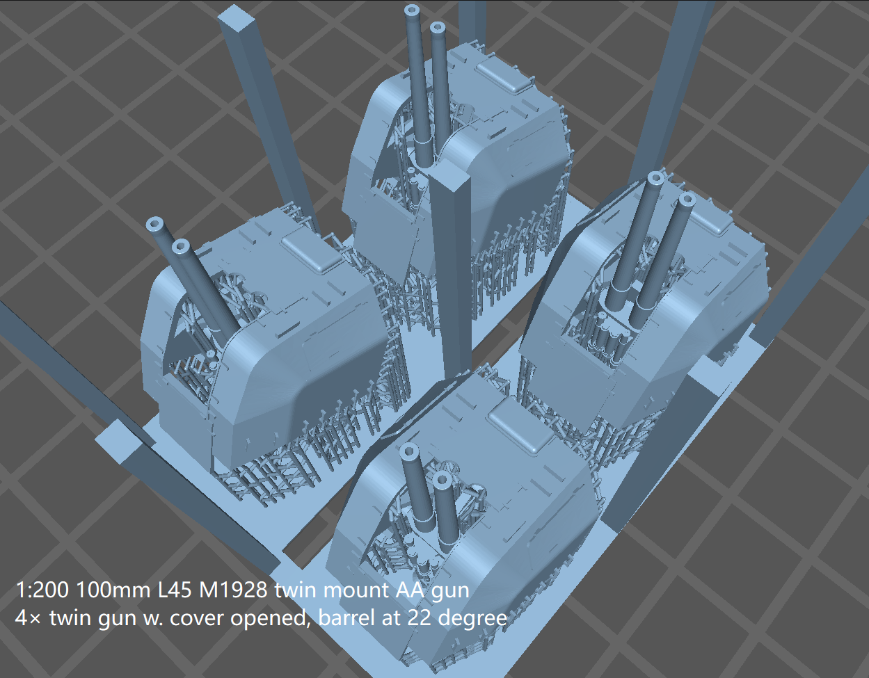 Italian navy heavy AA guns, 76mm, 90mm, 100mm, 102mm 120mm AA guns, 127mm, 128mm AA guns, 3D printed kits