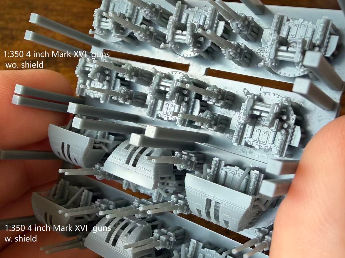 1:700 1:350 Royal navy secondary guns, 3 inch gun, 4 inch /45 Mark XVI, 4.5 inch, 5 inch gun, 8 inch gun, 9.2 inch gun, 76mm gun, 114mm gun, 120mm gun, 152mm gun, .50 Vickers machine gun, machine gun, AA guns