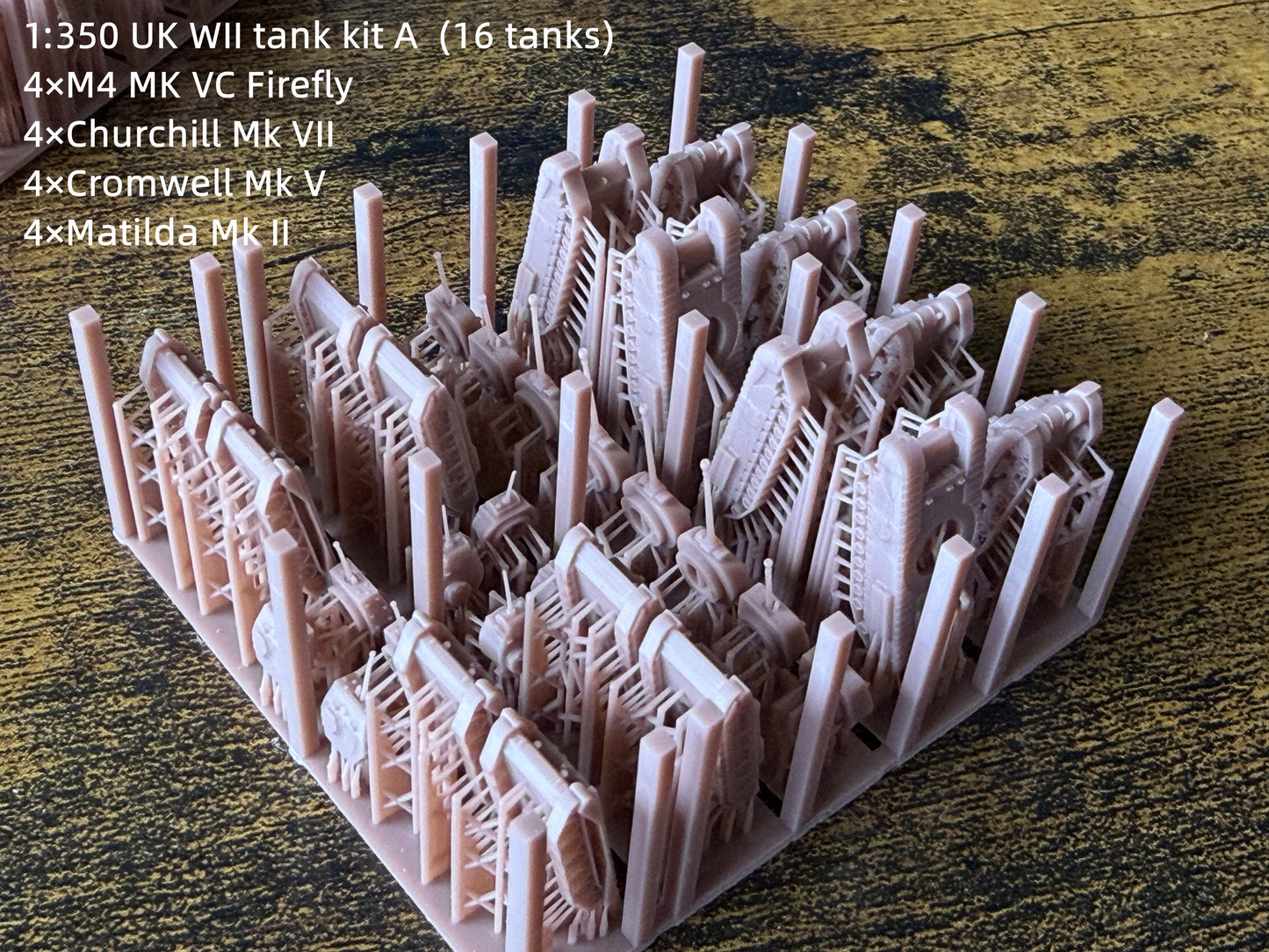 1:700, 1:350 allied vehicles, US tanks, UK tanks, US trucks, M4, sherman tank, Comet tank, Matilda tank, Crusader tank, Valentine tank, CCKW 353 truck, M10, M7, M36, M3, firefly tank, Cromwell, Churchill, 3D printed kit