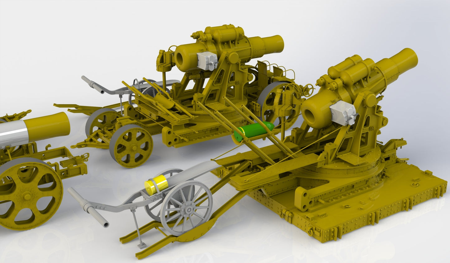 Skoda M.11 siege howitzer model, 3D printed kit, siege gun, base transporter, barrel transporter, accessories, Skoda M.11-Mörser, 1:35, 1:72