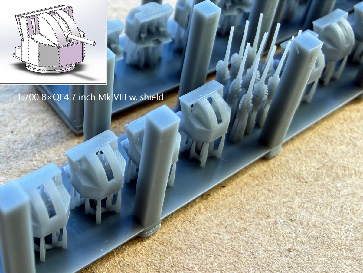 1:700 1:350 Royal navy secondary guns, 3 inch gun, 4 inch /45 Mark XVI, 4.5 inch, 5 inch gun, 8 inch gun, 9.2 inch gun, 76mm gun, 114mm gun, 120mm gun, 152mm gun, .50 Vickers machine gun, machine gun, AA guns