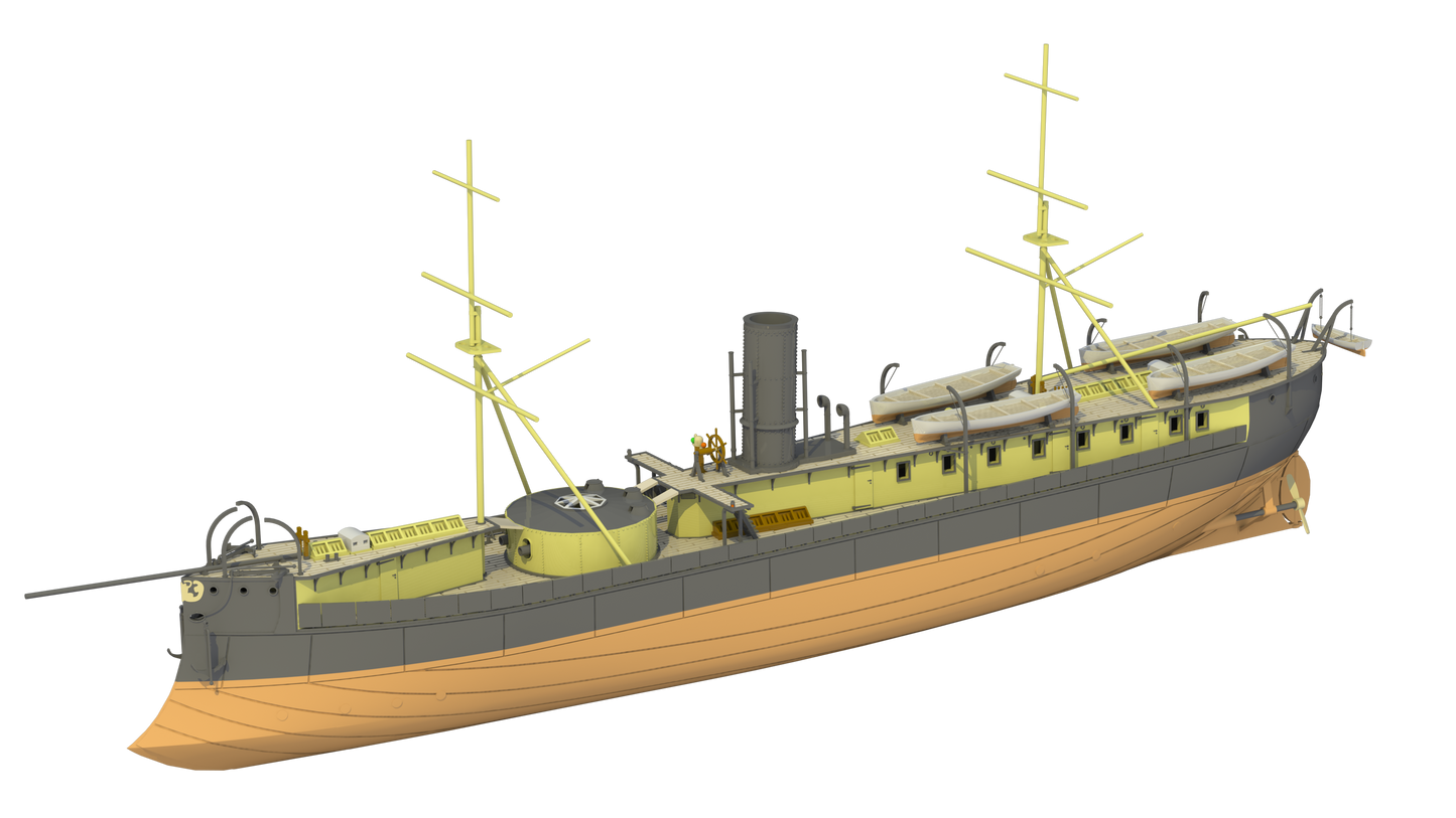 1:700 HNLMS Schorpioen, Ironclad, Monitor, Ram Ship, Royal Netherlands Navy