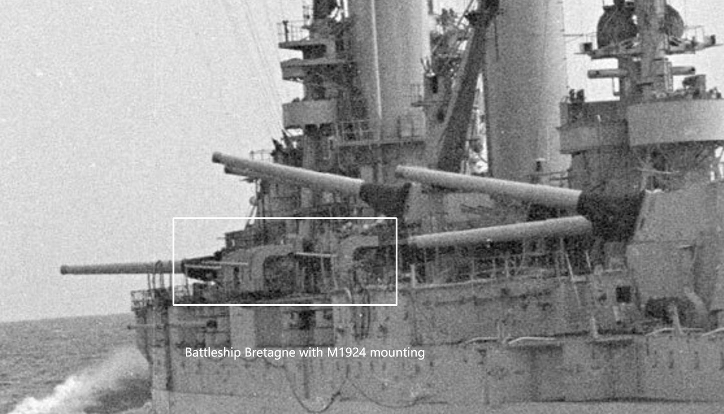 1:700, 1:350 French Navy 75mm AA guns, 75mm M1922, 75mm M1924, Bretagne class, Provence