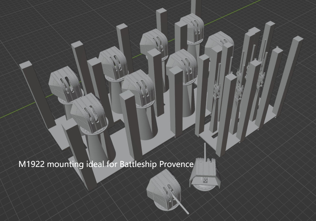 1:700, 1:350 French Navy 75mm AA guns, 75mm M1922, 75mm M1924, Bretagne class, Provence