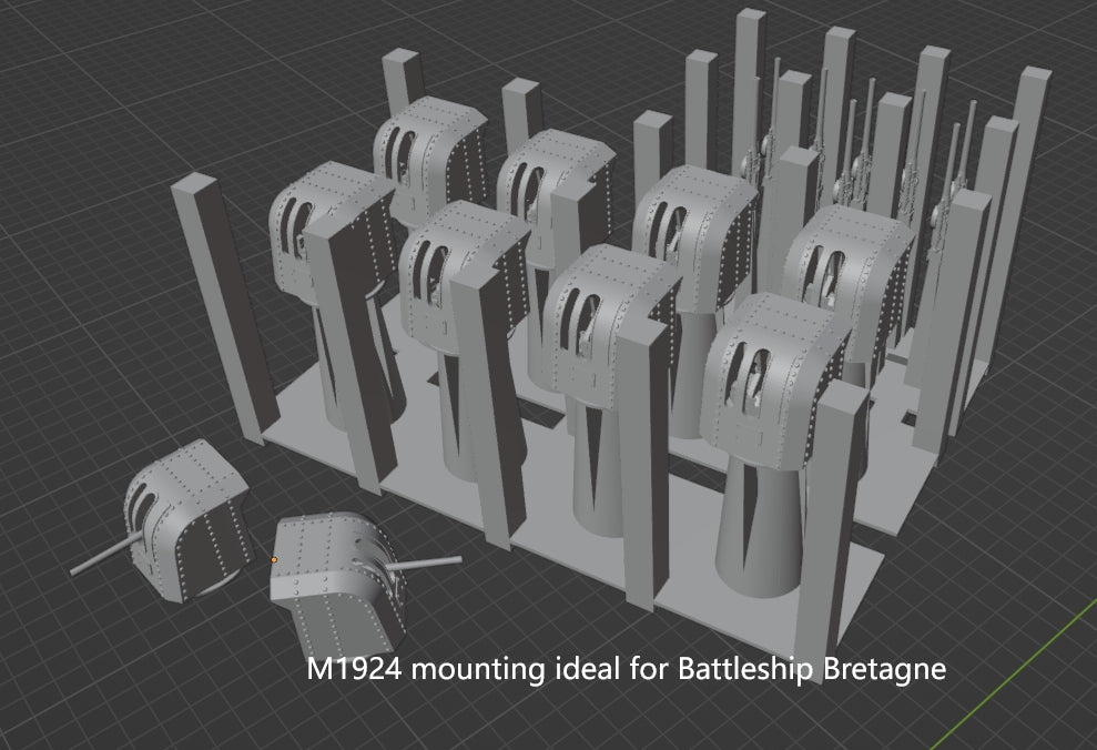 1:700, 1:350 French Navy 75mm AA guns, 75mm M1922, 75mm M1924, Bretagne class, Provence