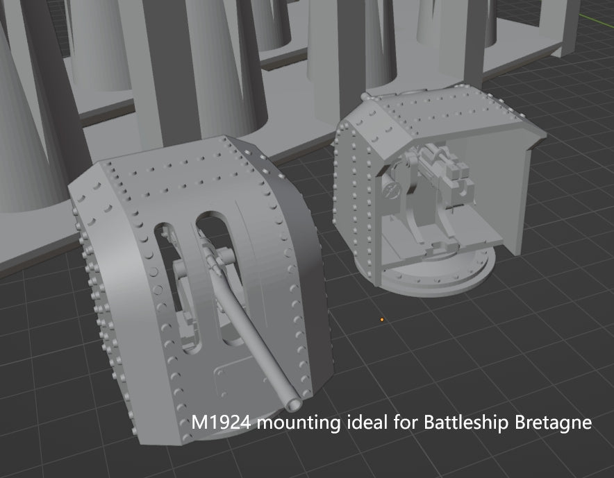 1:700, 1:350 French Navy 75mm AA guns, 75mm M1922, 75mm M1924, Bretagne class, Provence