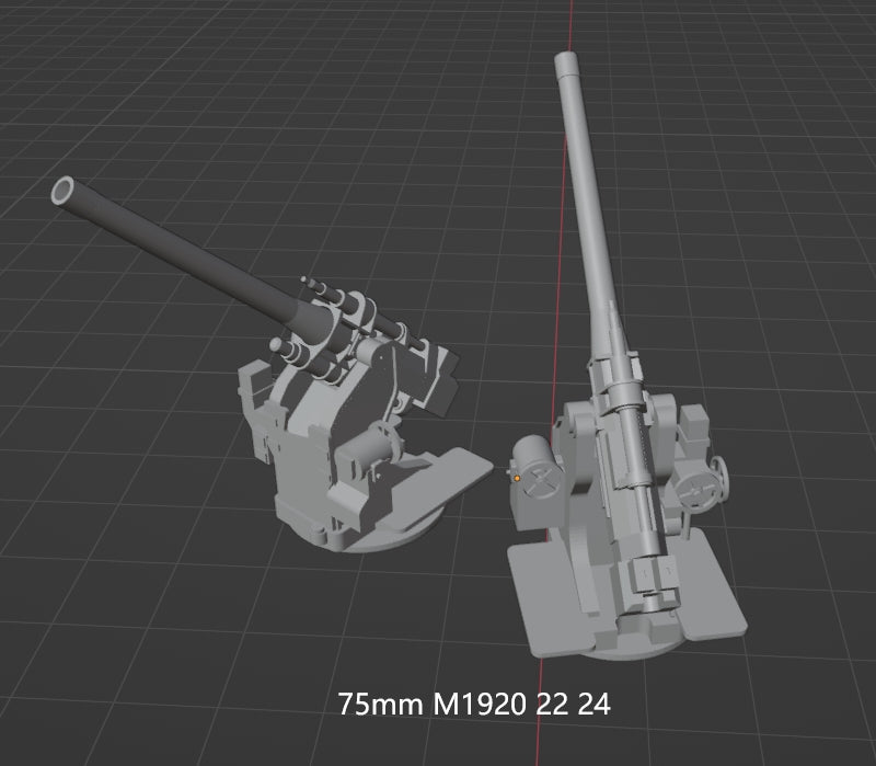 1:700, 1:350 French Navy 75mm AA guns, 75mm M1922, 75mm M1924, Bretagne class, Provence