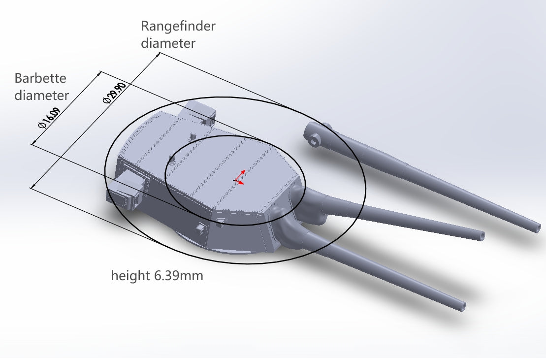 1:700 USN 18 inch turrets, 18 inch tripple turret, 18 inch twin turret, US navy