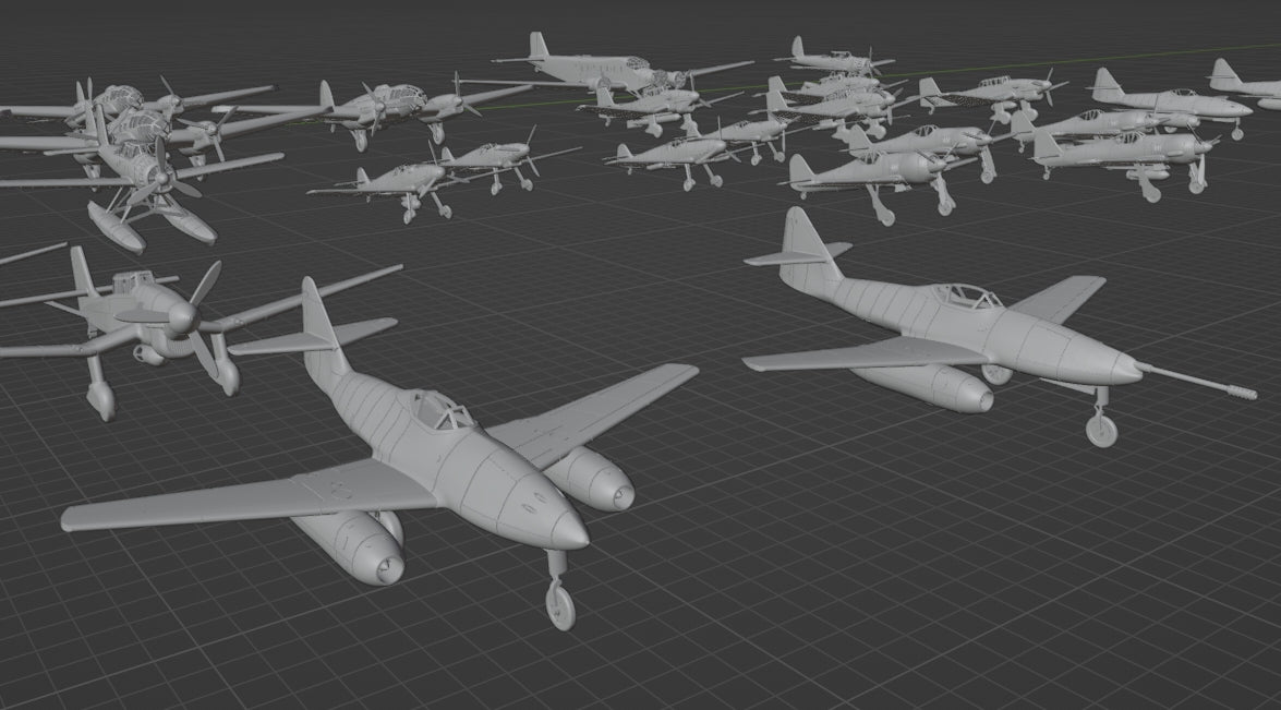1:700 Luftwaffe plane model, German Plane model, Luftwaffe, Bf109, Fw190, Ju87, Ju52, Bf110, Me262, He111, fighter, bomber, dive bomber