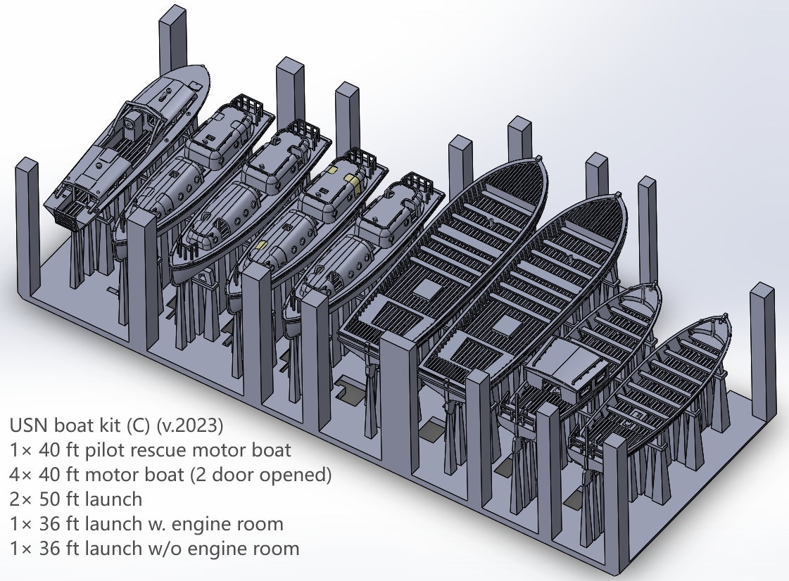1:700 1:350 USN motor boat, steamer kit, US navy, motor boat, steamer, 55 ft steamer, 35 ft motor boat, 40 ft motor boat, 26 ft motor boat