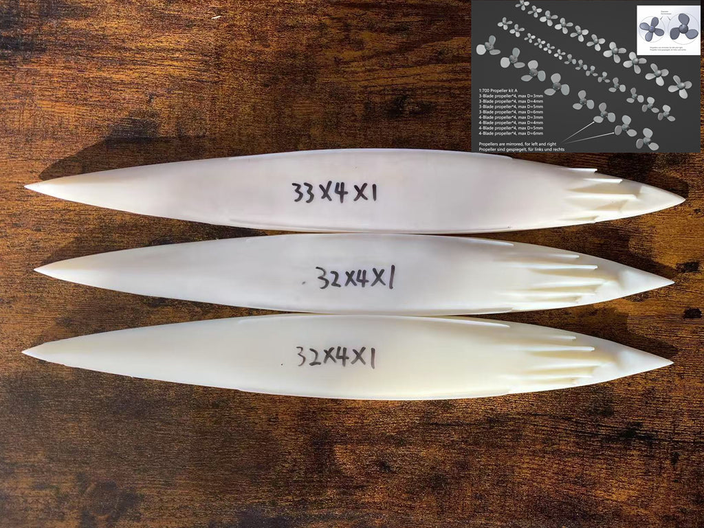 1:700 Universal Lower hull, Propeller, Lower ship hull for scratch build, Unterer Schiffsrumpf für den Umbau