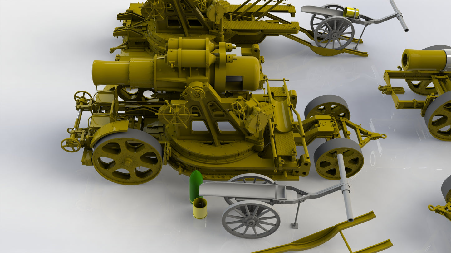 Skoda M.11 siege howitzer model, 3D printed kit, siege gun, base transporter, barrel transporter, accessories, Skoda M.11-Mörser, 1:35, 1:72