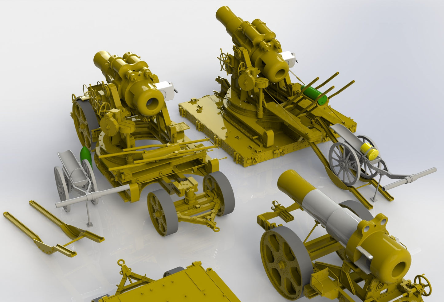 Skoda M.11 siege howitzer model, 3D printed kit, siege gun, base transporter, barrel transporter, accessories, Skoda M.11-Mörser, 1:35, 1:72