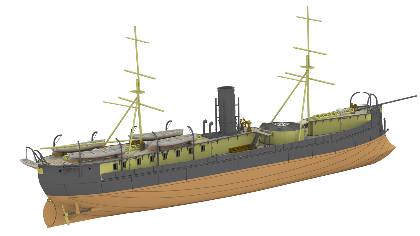 1:700 HNLMS Schorpioen, Ironclad, Monitor, Ram Ship, Royal Netherlands Navy