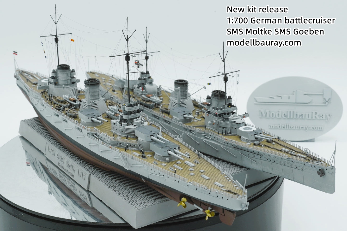 1:700 German Battlecruiser SMS Moltke, SMS Goeben (Yavuz Sultan Selim), 3d printed, resin model, waterline, full hull model