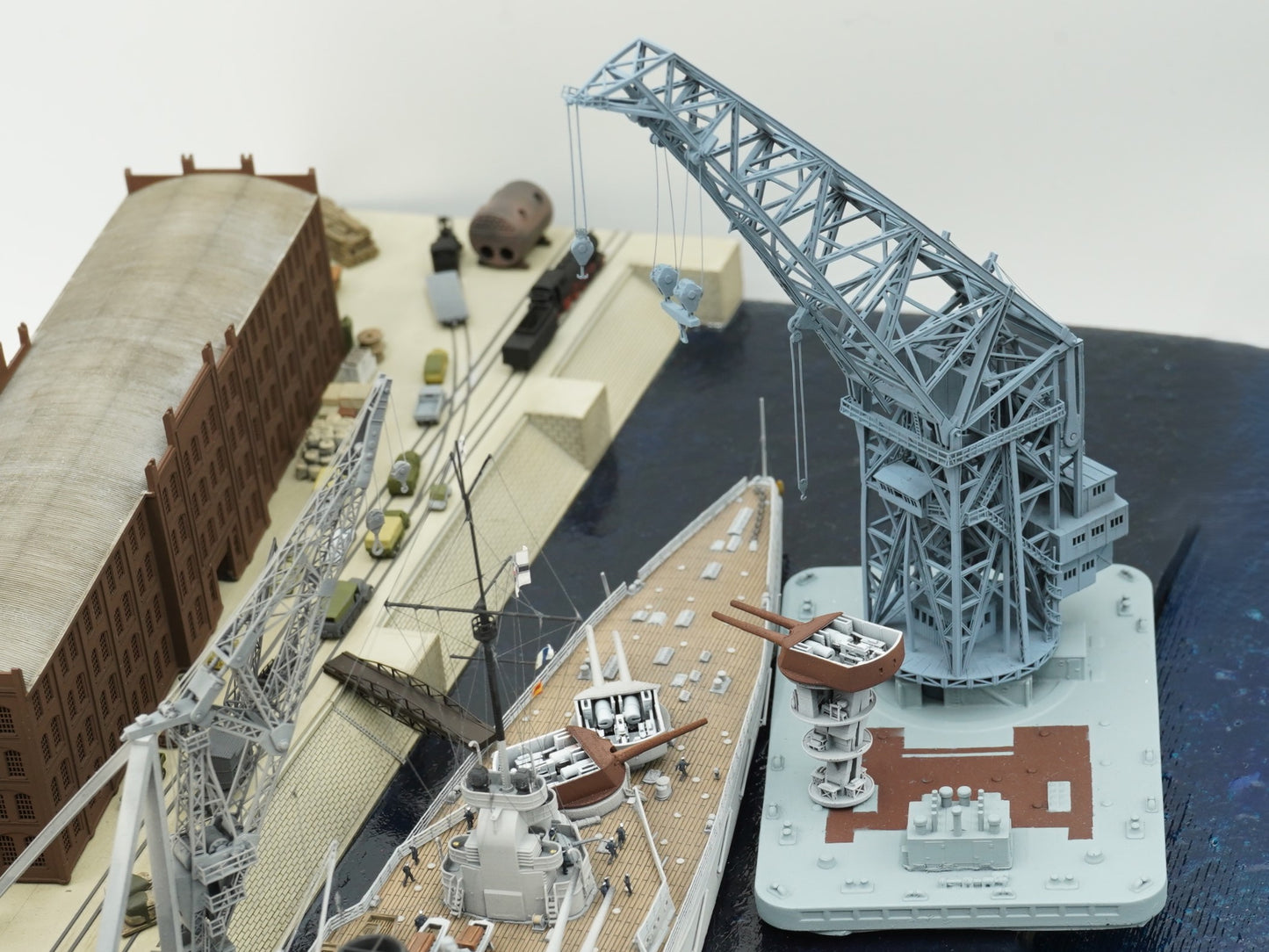 1:700 German Navy floating crane Langer Heinrich, WWI, WWII, 3D printed kit, Waterline