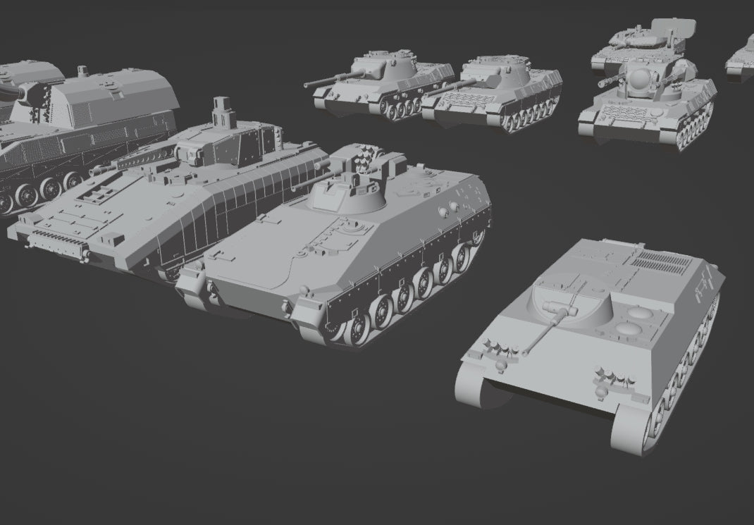 1:700 1:350 German postwar tanks and vehicles, cold war, Leopard 1, Leopard 2, Gepard, Pzh2000, Puma, IFV, Marder IFV, HS 30 Spz