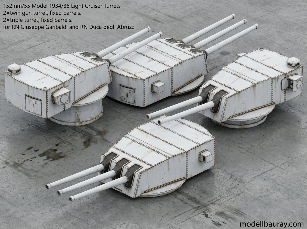 Italian navy main gun turrets, 305mm, 380mm, 320mm, 152mm, Littorio, Roma, Conte di Cavour, Dante Alighieri 3D printed kits