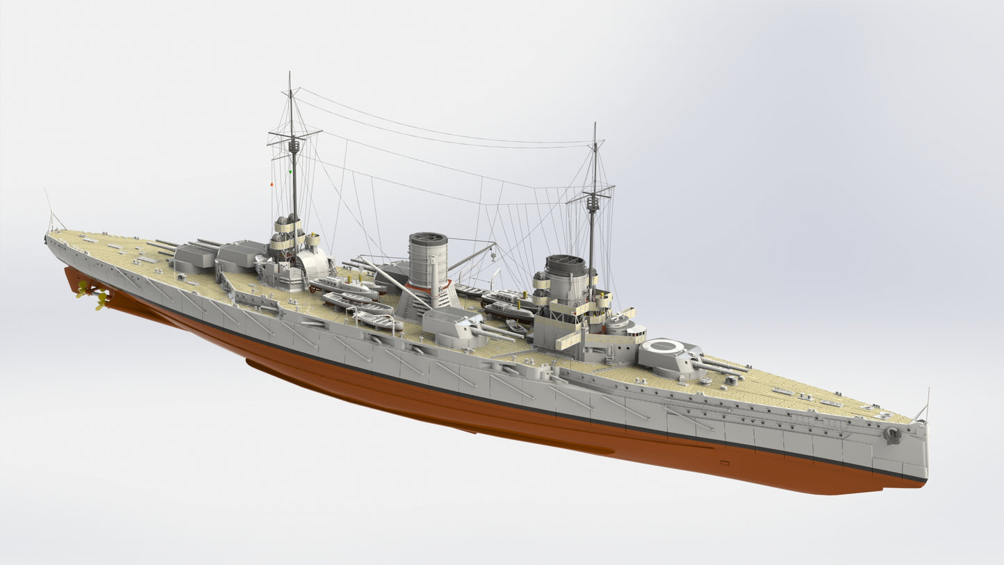 1:700 German Battlecruiser SMS Moltke, SMS Goeben (Yavuz Sultan Selim), 3d printed, resin model, waterline, full hull model