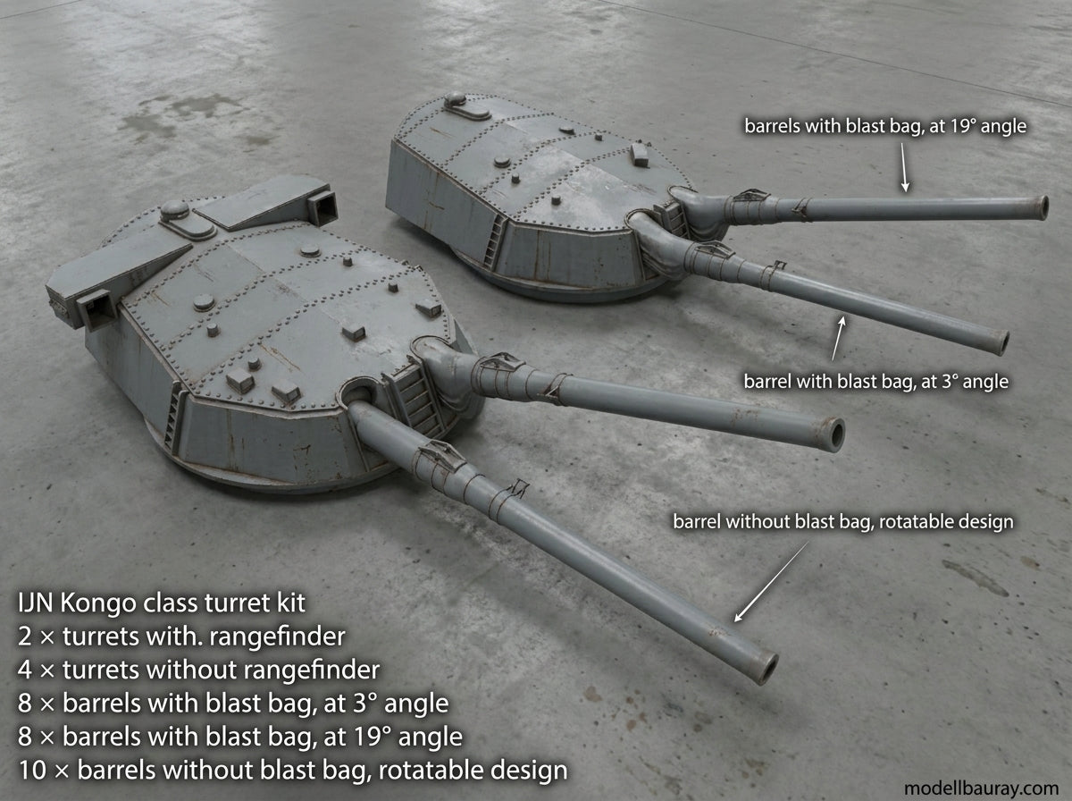 1:700 IJN 14 inch gun turret, 356mm turret, Kongo turret, Fuso turret, 3D printed, battleship, WWI, WWII
