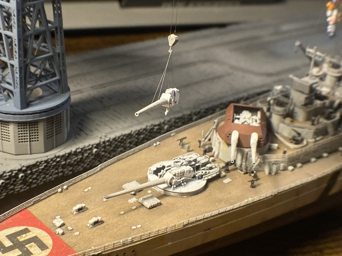 1:700, 1:350, 1:200 German Navy full interior turrets, 2 turrets per kit, 3d printed kit, Bismarck turrets, very detailed