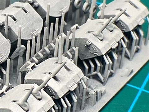 1:700, 1:350, 1:200 US navy 5 inch AA guns, twin turret, single turret, 3D printed, Mk38, Mk 30, with blast bags, 5 inch L38 guns