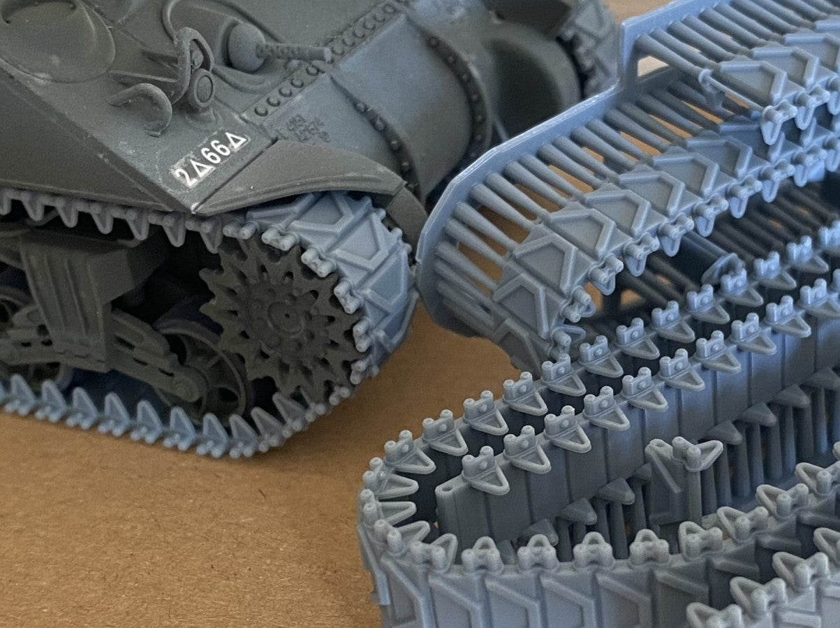 1:35 Pre assembled tracks for M4 Sherman, T48, T80, T62, T84, Duck bill, 1:35 Einsatzbereit Ketten, half-finished tracks, 3D printed