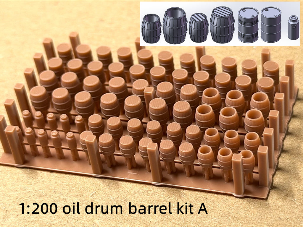 1:350, 1:200 harbour cargo, cases, boxes, ammo box, ship building material, container, oil drum, wood piles, chest