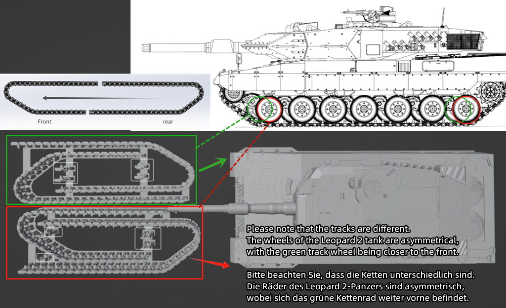 1:35 Pre assembled tracks for Leopard 2, 1:35 Einsatzbereit Ketten, half-finished tracks, 3D printed