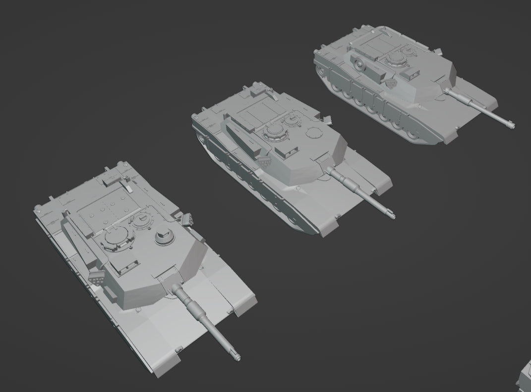 1:700 1:350 US UK French postwar tanks and vehicles, cold war, tanks, IFV, M1 tank, M1A2, M47, M48, M60, M109, Challenger tank, M2 Bradley, M113, AMX30, leclerc tank