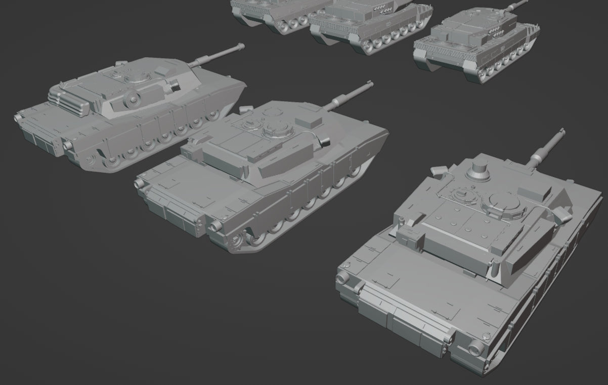 1:700 1:350 US UK French postwar tanks and vehicles, cold war, tanks, IFV, M1 tank, M1A2, M47, M48, M60, M109, Challenger tank, M2 Bradley, M113, AMX30, leclerc tank