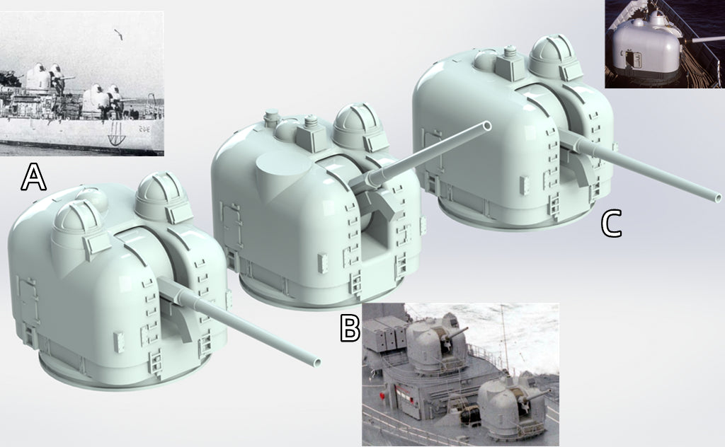 1:700, 1:350, 1:200 USN modern 5 inch guns, 127mm, Mk 42, Mk 45