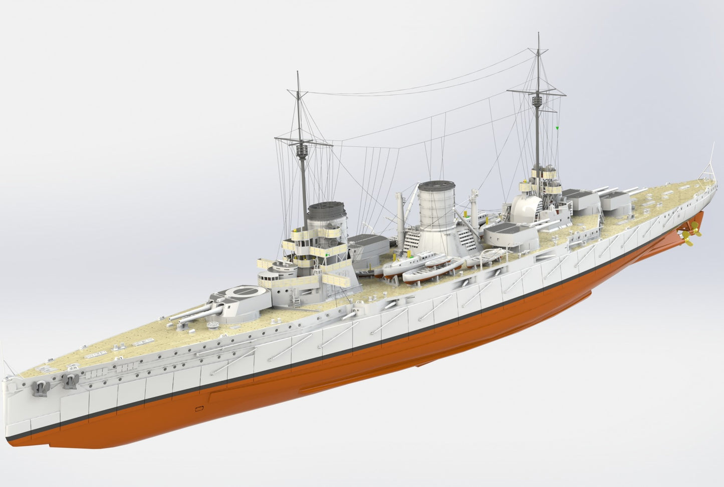 1:700 German Battlecruiser SMS Moltke, SMS Goeben (Yavuz Sultan Selim), 3d printed, resin model, waterline, full hull model