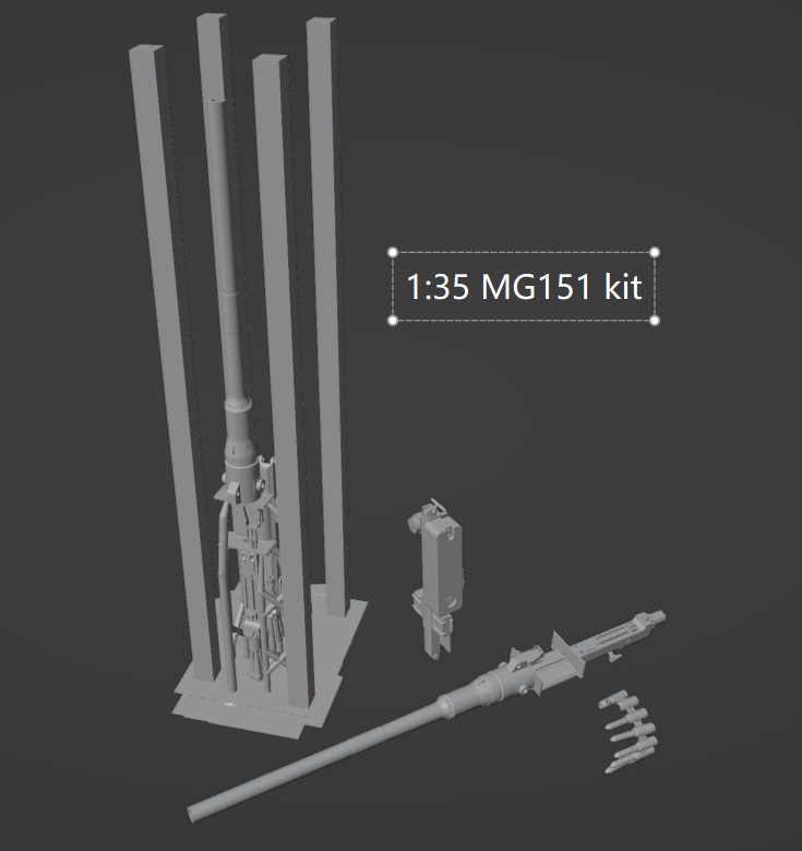1:35 German tank machine guns, MG3, MG42, MG34, autocannons, MK108, MG151