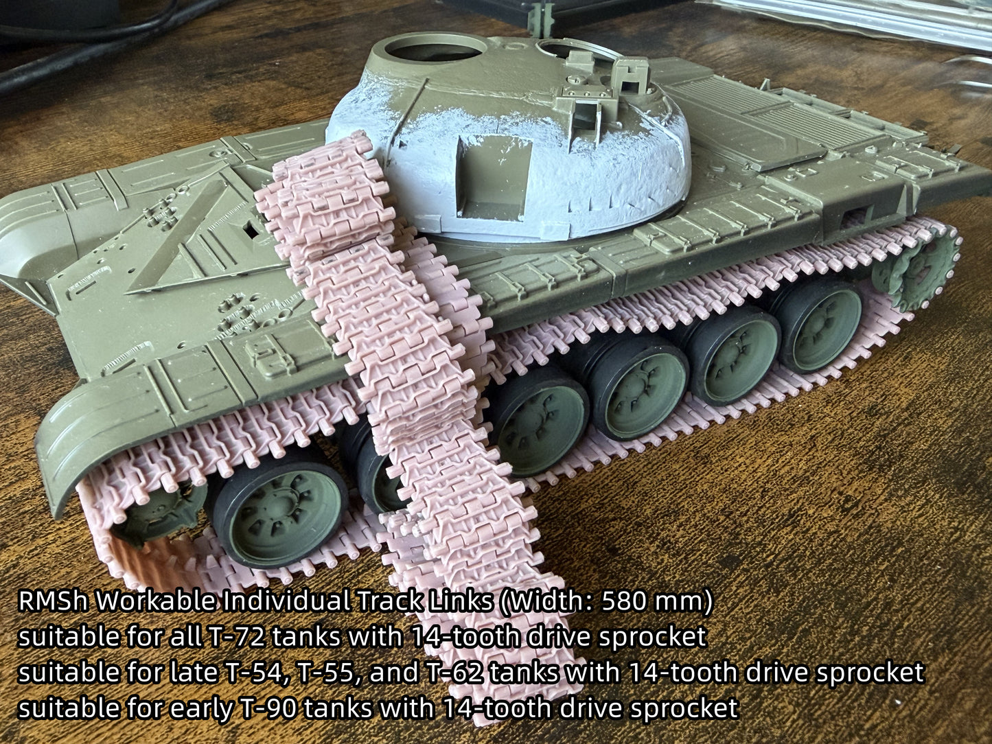 1:35 T54 T62 T72 T90 workable tank tracks, RMSh, OMSh, bewegliche Ketten für T54, T55, T62, T72, T90