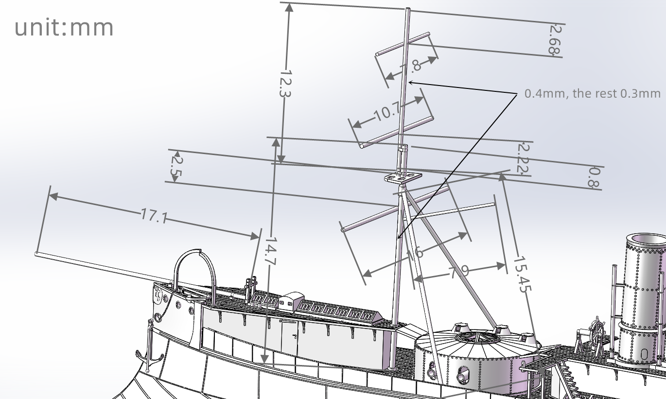 1:700 HNLMS Schorpioen, Ironclad, Monitor, Ram Ship, Royal Netherlands Navy