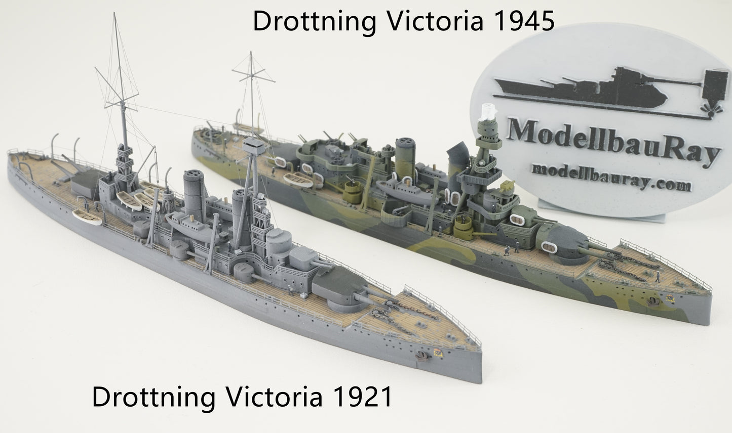 1:700 Drottning Victoria model 1921/1945, Sverige-class coastal battleship, Swedish Navy, 3D printed kit, Waterline