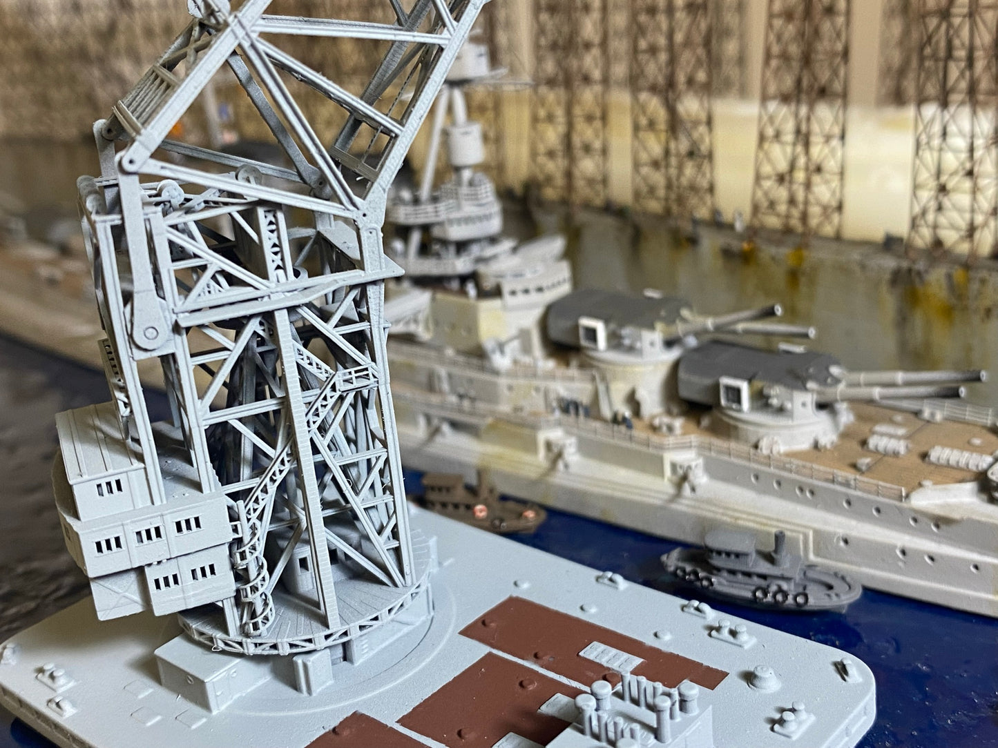 1:700 German Navy  floating crane Langer Heinrich, WWI, WWII, 3D printed kit, Waterline