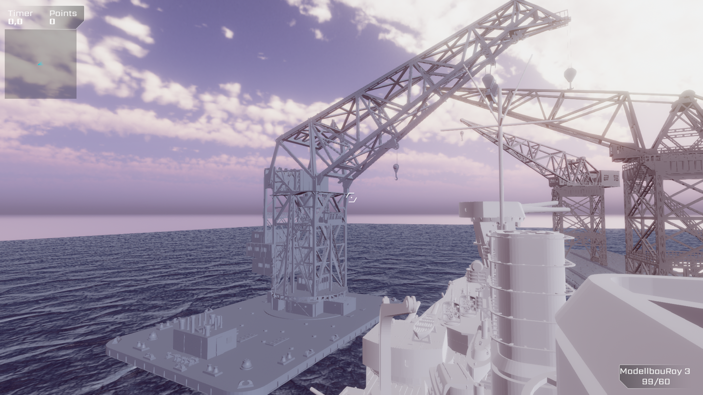 1:700 German Navy  floating crane Langer Heinrich, WWI, WWII, 3D printed kit, Waterline