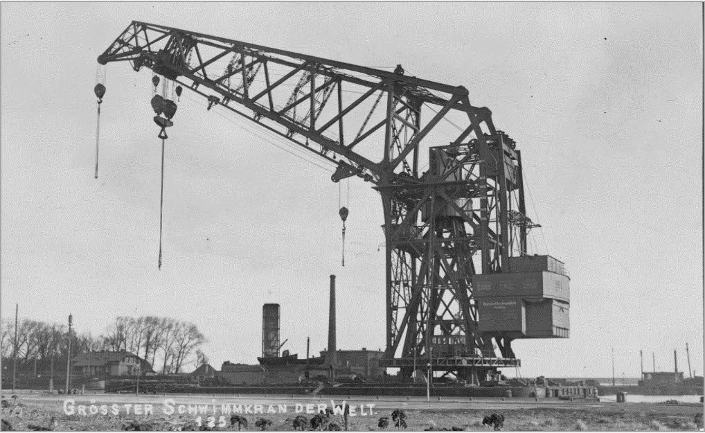 1:700 German Navy  floating crane Langer Heinrich, WWI, WWII, 3D printed kit, Waterline