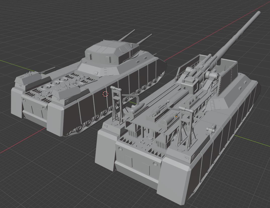 1:700, 1:350 German super heavy tanks set, P1000 Ratte und P1500 landkreuzer, E100, Maus, Karl Gerät, Krupp Räumer S, V2
