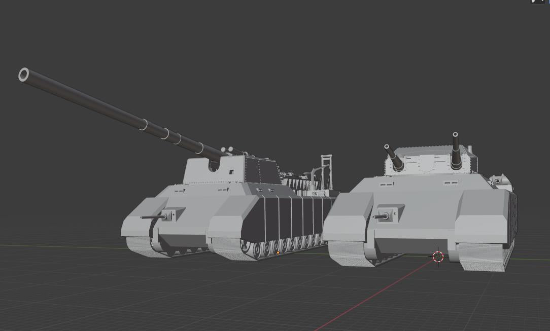 1:700, 1:350 German super heavy tanks set, P1000 Ratte und P1500 landkreuzer, E100, Maus, Karl Gerät, Krupp Räumer S, V2