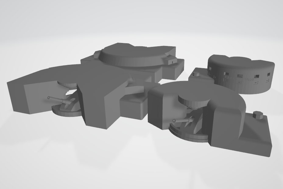 1:700 Atlantikwall 380 mm, 406 mm gun, Batterie Todt, Lindemann, Atlantic Wall, bunker