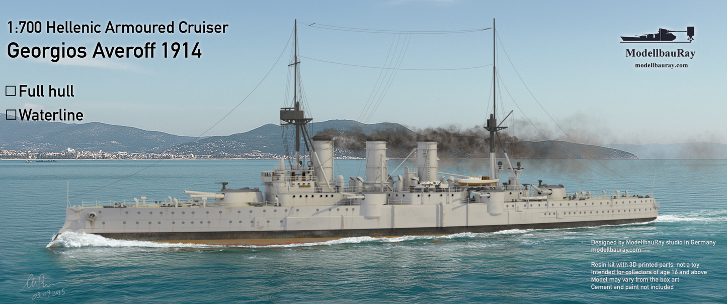 1:700 Greek cruiser Georgios Averoff, 1914, 1943, RHN Georgios Averof, Hellenic Navy, Γεώργιος Αβέρωφ θωρακισμένο καταδρομικό, Georgios Averoff