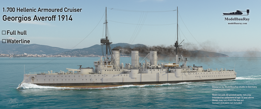 1:700 Greek cruiser Georgios Averoff, 1914, 1943, RHN Georgios Averof, Hellenic Navy, Γεώργιος Αβέρωφ θωρακισμένο καταδρομικό, Georgios Averoff