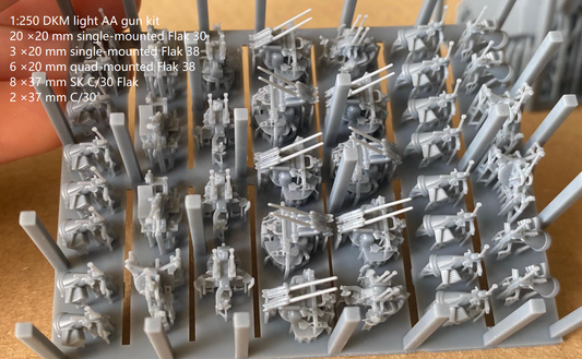 1:700, 1:350, 1:400, 1:250, 1:200 German WII Navy AA gun kit. Deutschen Kriegsmarine Flak, 20mm, 37mm, v.2022