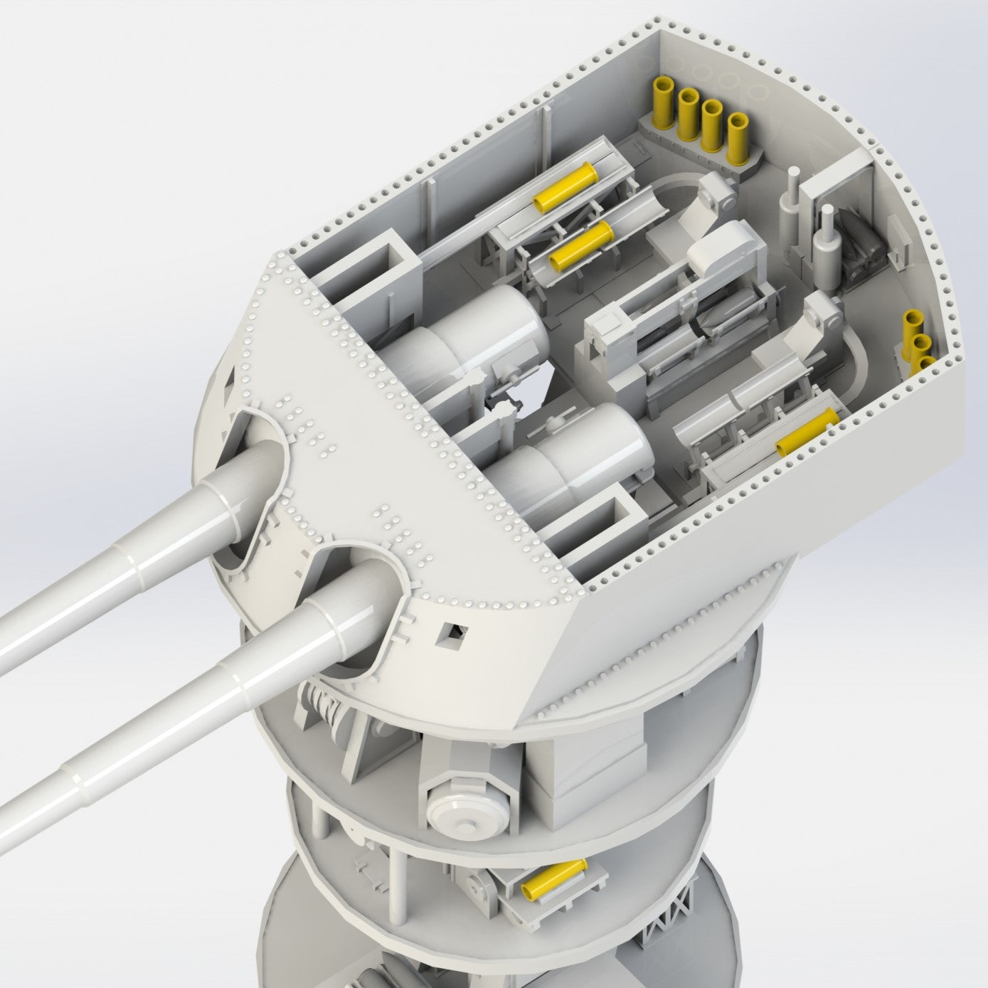 1:700, 1:350, 1:200 German Navy full interior turrets, 2 turrets per kit, 3d printed kit, Bismarck turrets, very detailed